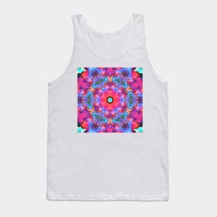 Psychedelic Hippie Flower Blue and Pink Tank Top